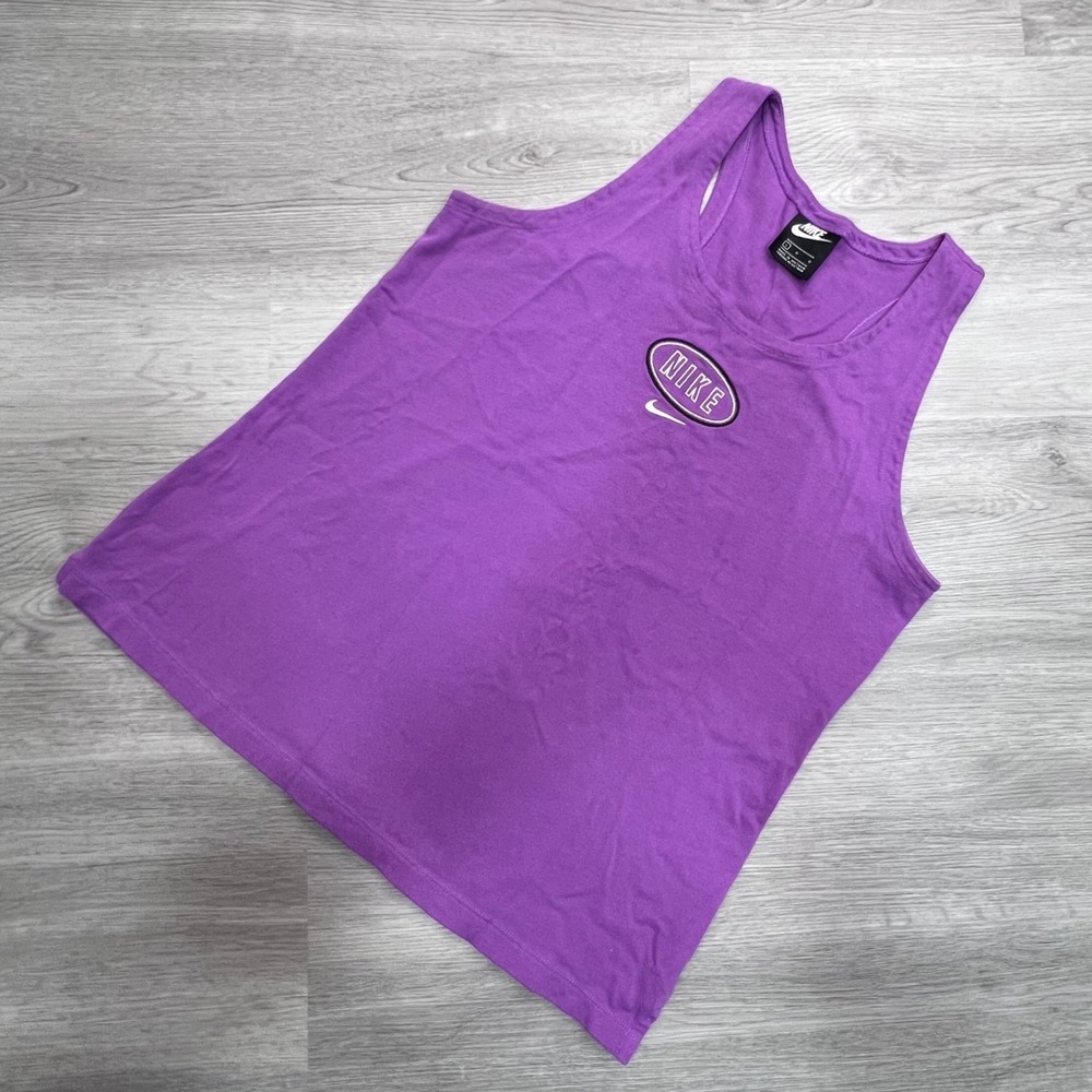 Nike Women Purple Retro Oval Logo Racerback Cotton Tank Top DC5493-570 Large
